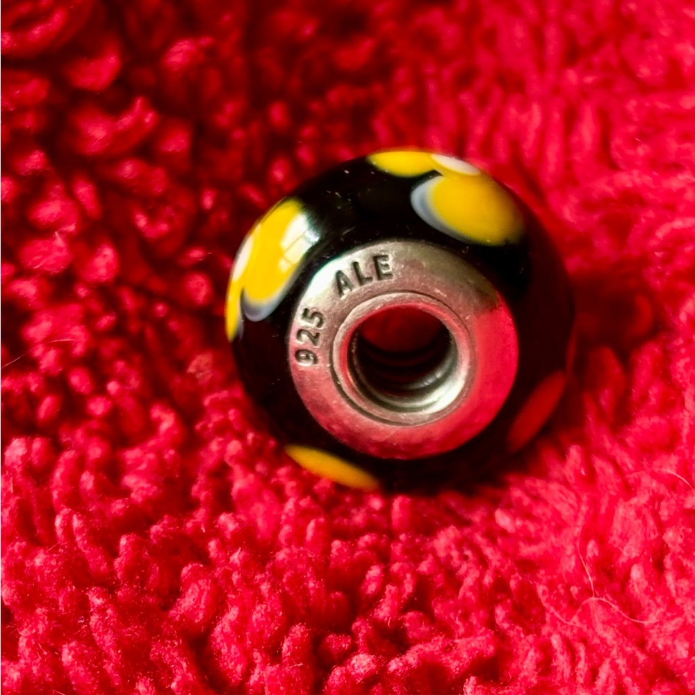 Pandora Black Charm with Yellow Highlights